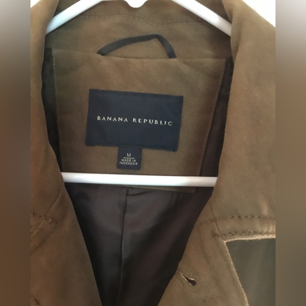 Banana Republic Mens Cotton Suede Trench Coat, Tan/Brown, Sz Medium. - Picture 3 of 3